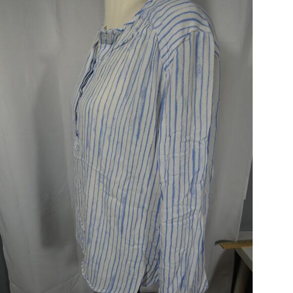 Gap Women's Medium Blouse Striped 1/4 Button Up Front Beachy Lightweight - Picture 3 of 9
